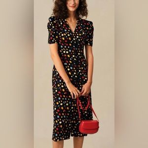 Rihoas Multi Color Polka Dot Puff Sleeve Dress XL